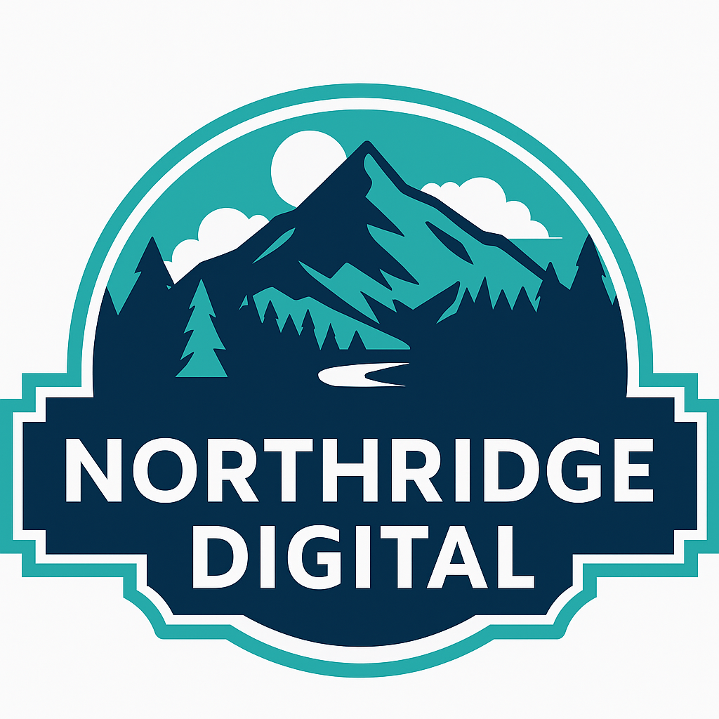 Northridge Digital logo featuring mountains and trees in a circular badge design